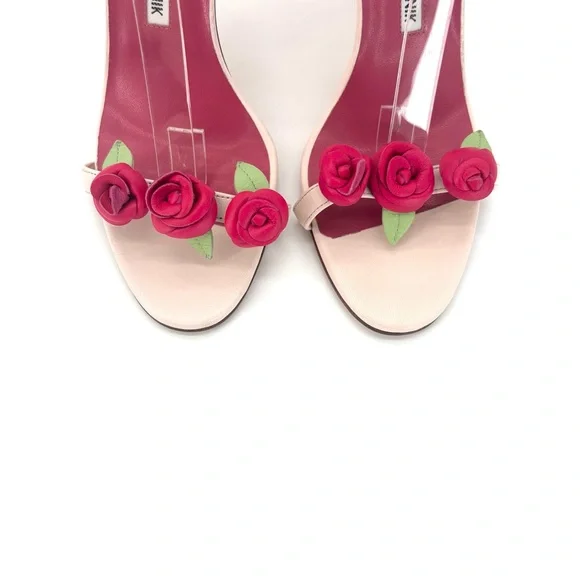 Manolo Blahnik Spring 2016 Xafiore Rose Ankle Strap Sandals 37 - Picture 10 of 14